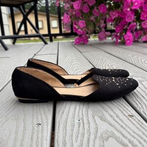 Report Black Flat Shoes Faux Suede Cutout Design Slip On Formal Women size 7